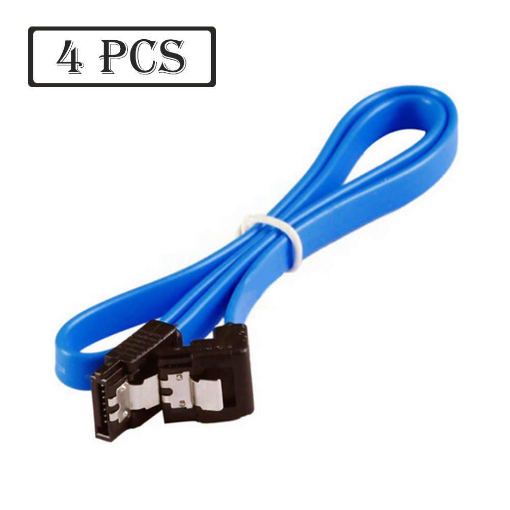 JINHEZO 90 Degree Right-Angle 6.0 Gbps SATA III Blue Cable - 18 Inch 4 Pack