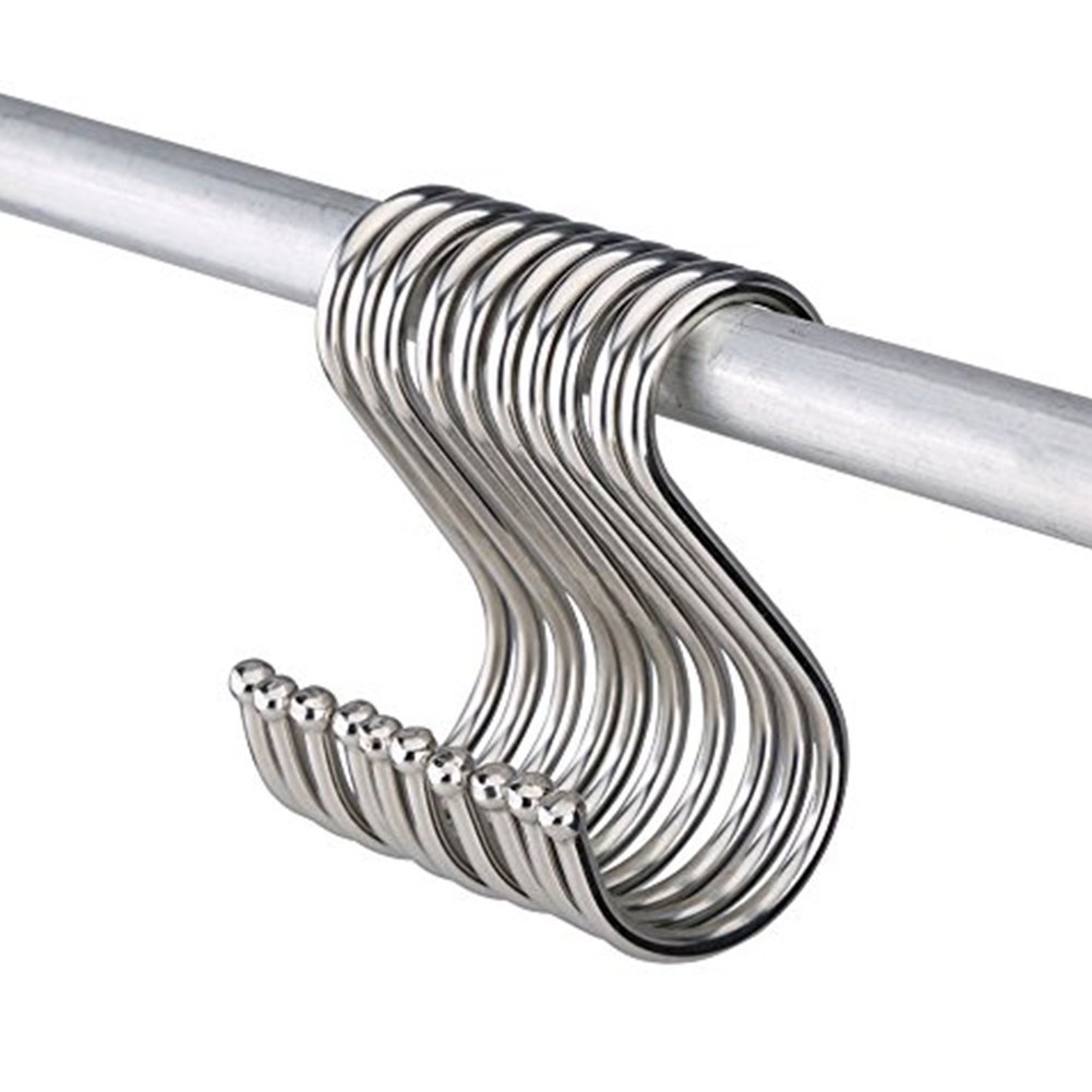 JINHEZO 10-Pack Larger Round S Shaped Hooks in Polished Stainless Steel Metal