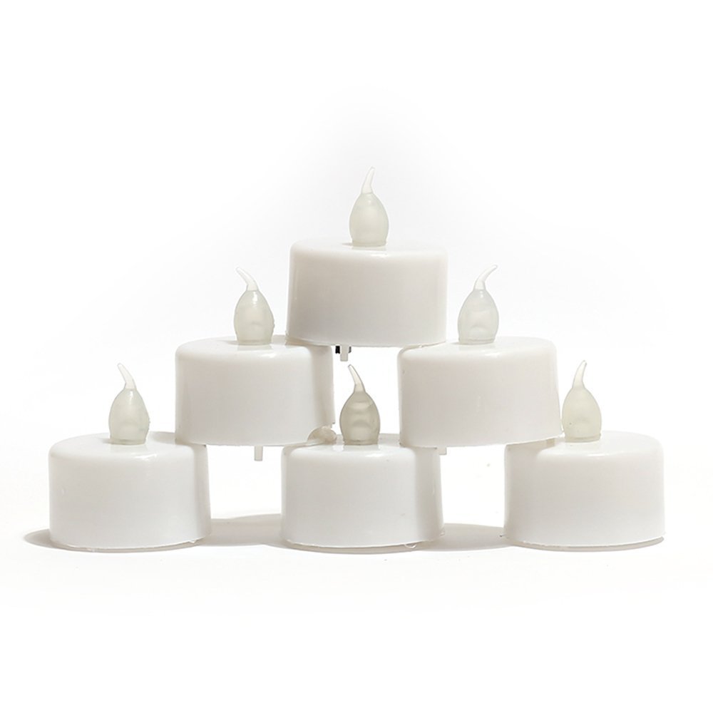 JINHEZO 12 Battery Operated LED Tealight Candles Flameless Heatless Faux Wedding Holiday Christmas Thanksgiving Party Light