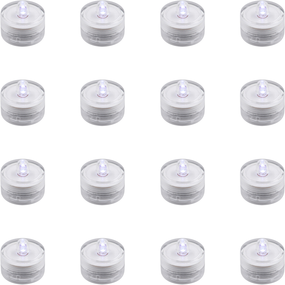 JINHEZO Waterproof Led Tea Lights Candles Underwater Light for Fountain Submersible Decorar Party Wedding Seasonal Sub Festival Celebration Flameless Outdoor Candles White Pack of 12